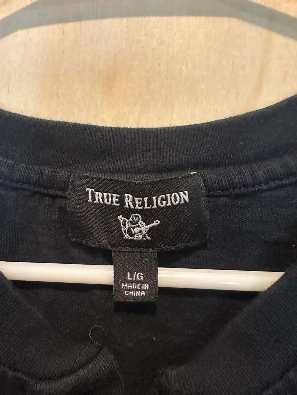 True Religion Short Sleeve Henley Shirt Black Size L